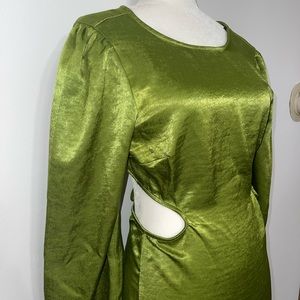 Satin cutout dress color green